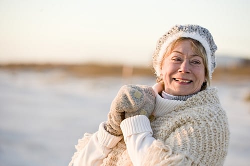 Senior woman enjoying outdoor winter activity